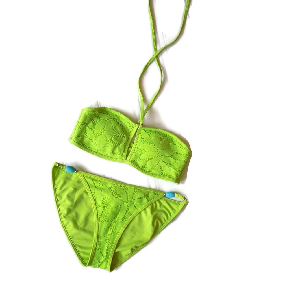 Aerie American Eagle two piece set bikini SWIMSUIT Bandeau Swim Green Medium M